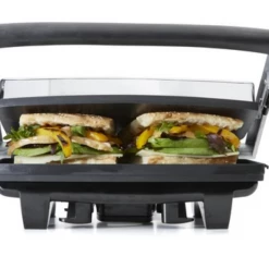 Unbranded Home & Garden 4 Slice Sandwich Press Toaster Ham And Cheese Flat Bread Toaster Non Stick Coat