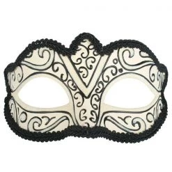 Tomfoolery Burlesque Glitter Masquerade Mask With Black Braiding & Ribbons 26 Tomfoolery Burlesque Glitter Masquerade Mask With Black Braiding & Ribbons