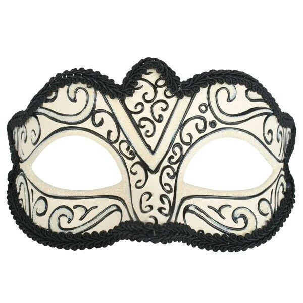Tomfoolery Burlesque Glitter Masquerade Mask With Black Braiding & Ribbons 10 Tomfoolery Burlesque Glitter Masquerade Mask With Black Braiding & Ribbons
