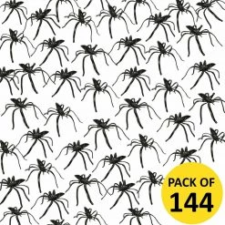 Morris Costumes Halloween Costumes Bulk Pack Of 144 Black Plastic Spiders 4cm Hallween Prop Prank Gag
