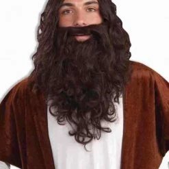 Crazy Crazy & More Crazy Deals Wigs Jesus Christ Wig Beard Moustache With Crown Of Thorns Easter Costume Set