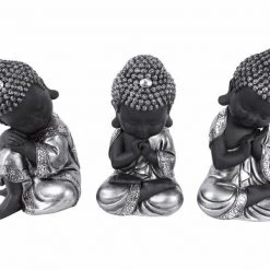 MALMAR Home & Garden Set Of 3 Stunning 20cm Buddha Figurines Ornament Statue - Zen Buddhas