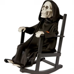 Unbranded Animated Rocking Grim Reaper In Chair Halloween Decoration Prop 40cm Tall Halloween Props/Decoration