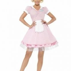 Smiffys 50's Diner Girl Dress With Mini Hat Ladies Costume