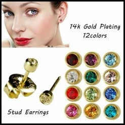 AliExpress Gold Birthstone Stud Earrings Sensitive Ears Stainless Steel Bezel Settings Pear