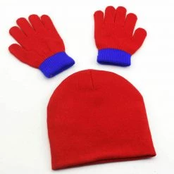 Unbranded Costume Accessories Spiderman 3D Knitted Winter Red Beanie Hat & Gloves Set Kids Boys