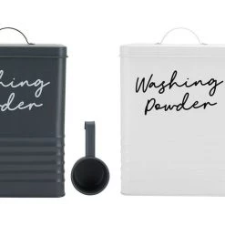 Kmart Metal Laundry Detergent Powder Storage Tin Canister Containers W/Lid Scoop