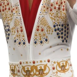 Rubies/Smiffys/Dr.Toms Costumes 70s American Eagle Elvis Presley Black Gold White Suit Mens Costume