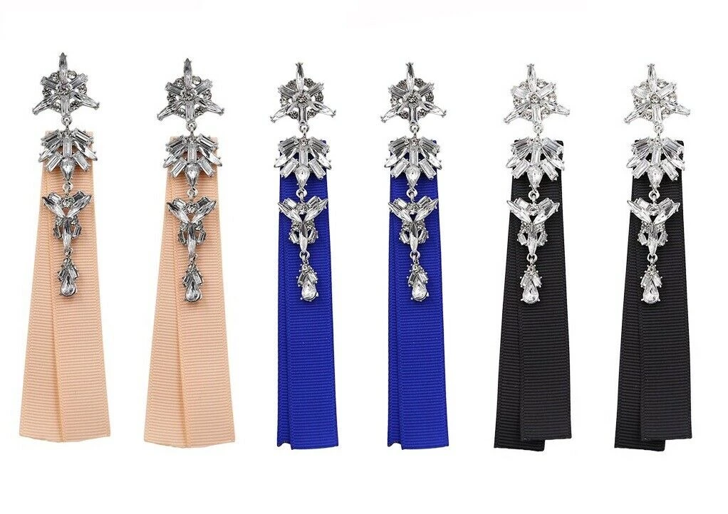 Unbranded Crystal Ribbon Long Rhinestones Drop Dangle Ladies Earrings Fashion Jewelry 1 Unbranded Crystal Ribbon Long Rhinestones Drop Dangle Ladies Earrings Fashion Jewelry