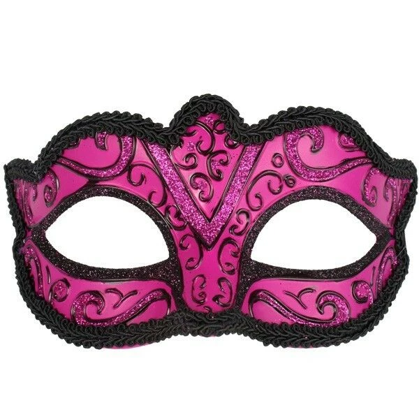 Tomfoolery Burlesque Glitter Masquerade Mask With Black Braiding & Ribbons 6 Tomfoolery Burlesque Glitter Masquerade Mask With Black Braiding & Ribbons