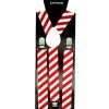 Unbranded Red And White Candy Cane Striped Christmas Suspenders Costume Accessory