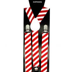 Unbranded Red And White Candy Cane Striped Christmas Suspenders Costume Accessory