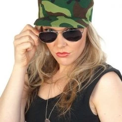 Tomfoolery Costume Accessories Army Military Set Camouflage Hat Cap Aviator Sunglasses & Dog Tags Costume Kit