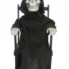 Unbranded Animated Rocking Grim Reaper In Chair Halloween Decoration Prop 40cm Tall Halloween Props/Decoration