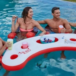 Unbranded Party Supplies Floating Pool Bar With 4 X Seats Drink Cooler And Drink Holders Swimming Pool