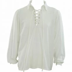 Balloon Agencies Ivory Lace Up Pirate Shirt Mens Costume Colonial Detail Costumes