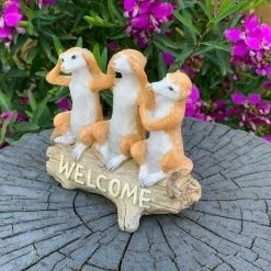 MALMAR Meerkat On Welcome Log Statue Garden Decor Sculptures Outdoor Figurine 11.5cm Home & Garden