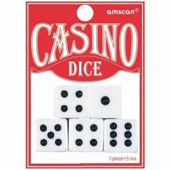 Balloon Agencies SET OF FIVE Casino Playing Dice 6 Sided White & Black Dots Game Play Board Game