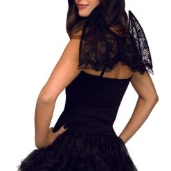 Sweidas Black Sexy Bat Girl Wings And Horn Set Halloween Ladies Costume Accessory
