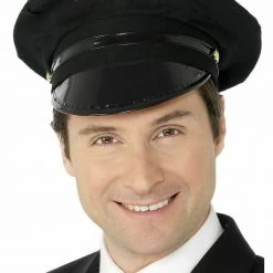 Smiffys Costume Accessories Black Chauffeur Hat Cap Limo Driver Designated Sober Driver Hat Costume Accessory