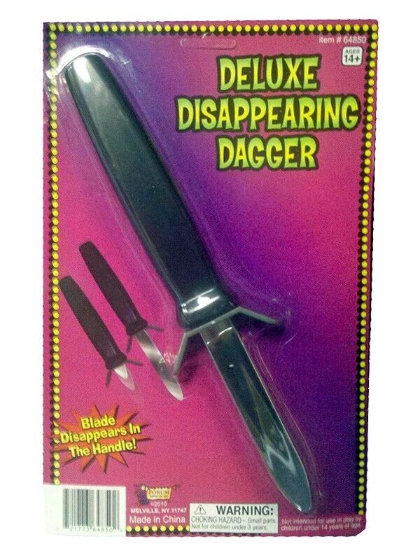 Tomfoolery Retractable Magic Toy Disappearing 25cm Knife Slide Dagger Joke Costume Access 1 Tomfoolery Retractable Magic Toy Disappearing 25cm Knife Slide Dagger Joke Costume Access