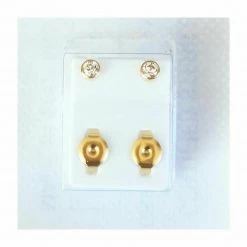 AliExpress Gold Birthstone Stud Earrings Sensitive Ears Stainless Steel Bezel Settings Pear