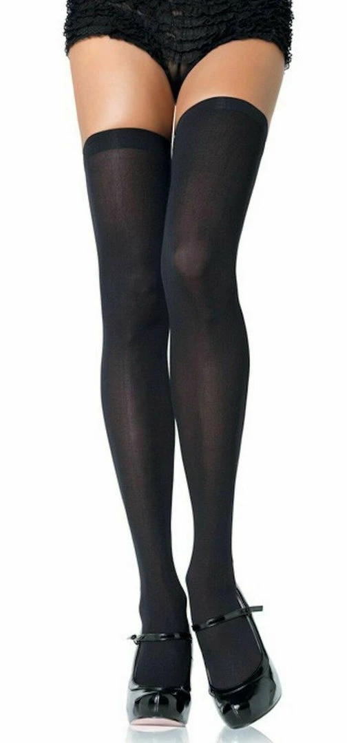 Leg Avenue White Or Black Opaque Thigh High Stockings Ladies School Girl Costume Accessories 3 Leg Avenue White Or Black Opaque Thigh High Stockings Ladies School Girl Costume Accessories