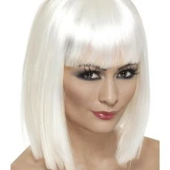 Smiffys White And Silver Angel Glitter Wings Wig And Wand Ladies Costume Accessory