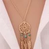 AliExpress Fashion Jewelry Dream Catcher Necklace Leaves Feather Turquoise Pendant GOLD Or SILVER