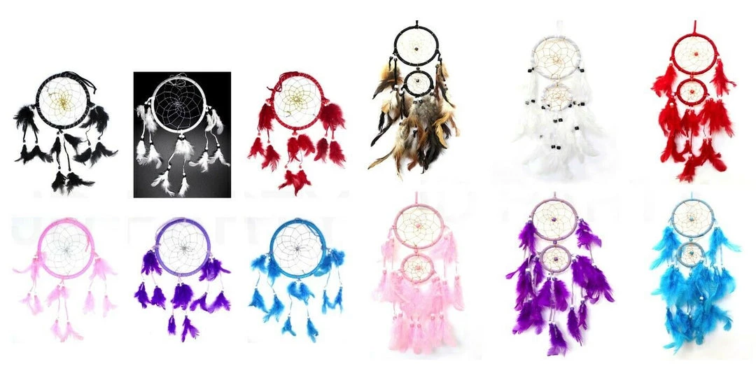 JD Home & Garden Dream Catcher 1 Ring 16cm 2 Rings 10cm Assorted Colours Wall Hanging Decoration 1 JD Home & Garden Dream Catcher 1 Ring 16cm 2 Rings 10cm Assorted Colours Wall Hanging Decoration