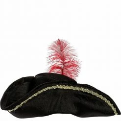 Balloon Agencies Costume Accessories Black Buccaneer Pirate Hat With Feather Caribbean Costume Accessory