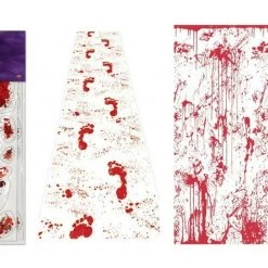 Sweidas Halloween Props/Decoration Bloody Wall Foot Prints Runner Blood Splatter Clings Backdrop Halloween Decoration