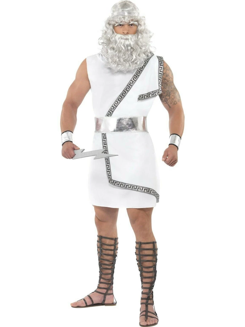 Smiffys Greek God Zeus Long Grey Wavy Wig And Beard Accessory And Mens Costume Men's Costume 2 Smiffys Greek God Zeus Long Grey Wavy Wig And Beard Accessory And Mens Costume Men's Costume