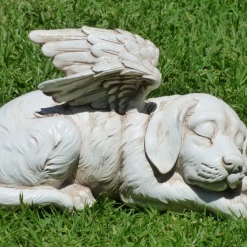 MALMAR Pet Dog Memorial Sleeping Angel Dog Gravestone Statue Indoor Outdoor Home & Garden