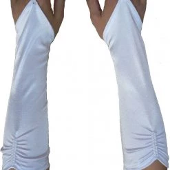 Aussie Toys Formal Wedding 20s Flapper Fingerless Long Satin Beaded Gloves White Black Red Costume Accessories