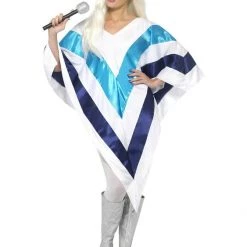 Smiffys Costumes 1970s 70s Abba Ladies Costume Super Trooper Mamma Mia Costume Jumpsuits Poncho