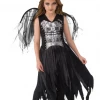 Rubies Black Death Fallen Angel Girls Halloween Costume Wings & Halo Size 8-10