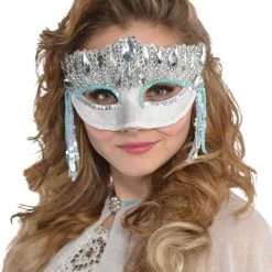 Balloon Agencies Costume Accessories Crystal Sparkle Blue Princess Snow Queen Ladies Masquerade Mask