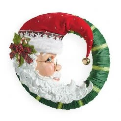 Unbranded 35cm Christmas Santa Door Wreath Wall Hanging Garland Decoration Ornament Christmas Decorations