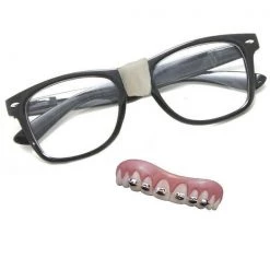 Sweidas Billy Bob Nerd Costume Glasses Braces Geek School Boy 50s Accessories Kit