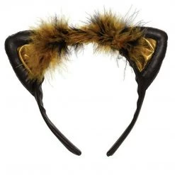 Balloonagencies Black & Brown Leopard Cat Ears Feather Headband Hair Accessory Costume Accessories