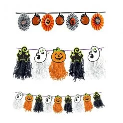 Balloon Agencies Halloween Tassel Tissue Paper Fan Banner Garland Decoration