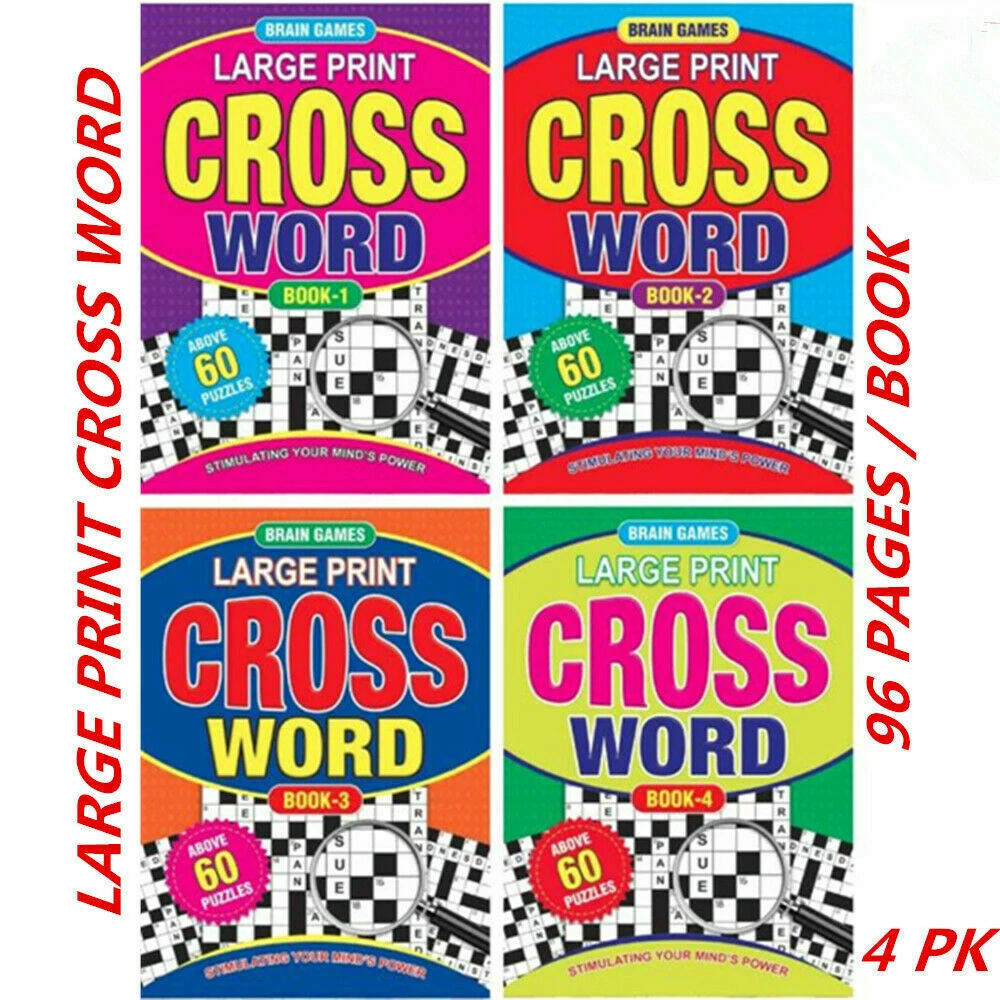 JEN 4 Pack Of A4 Large Print Crossword Puzzle Books 240 Puzzles To Solves Fun Games Home & Garden 1 JEN 4 Pack Of A4 Large Print Crossword Puzzle Books 240 Puzzles To Solves Fun Games Home & Garden