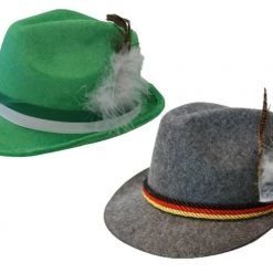 Sweidas German Hat With Feather Lederhosen Oktoberfest Hat Mens Costume Accessory