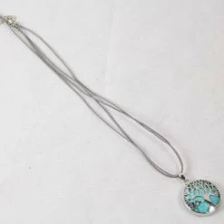 MALMAR Rose Turquoise Quartz Tree Of Life Necklace Gemstone Pendant Crystal Healing Fashion Jewelry