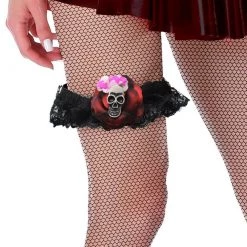 Unbranded Day Of The Dead Skull & Rose Leg Garter Halloween Costume Accessory Halloween Costumes