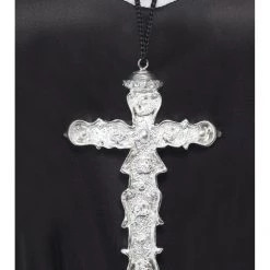 Smiffy's Ornate Silver Cross Necklace Religious Monk Priest Nun Costume Access Halloween Costumes