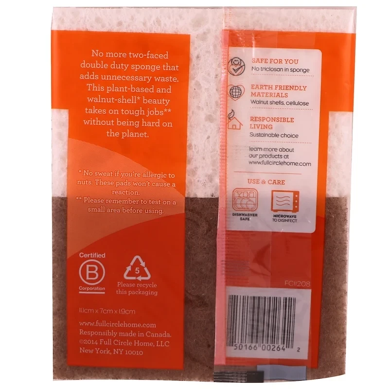 IHerb Home & Garden Full Circle In A Nutshell Walnut Scrubber Sponge Dish Washing Multipurpose Scrub 1 IHerb Home & Garden Full Circle In A Nutshell Walnut Scrubber Sponge Dish Washing Multipurpose Scrub