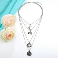 Unbranded Bohemian Multilayer Chain Punk Elephant Moon Shell Pendants Ladies Necklace Fashion Jewelry 5 Unbranded Bohemian Multilayer Chain Punk Elephant Moon Shell Pendants Ladies Necklace Fashion Jewelry