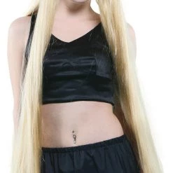 Unbranded Wigs Rapunzel Tangled Gothic Extra Long 100cm Wig Halloween Costume Blonde Black